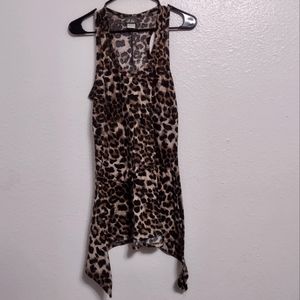 Leopard print long flowy tank top size large